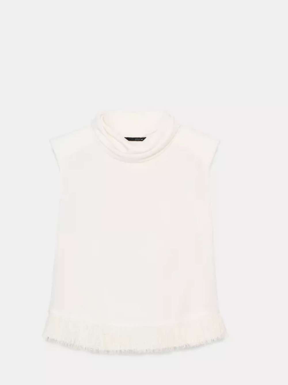 ZARA Knit Fringe Sleeveless Top Ivory Mock Neck Size M NWT 2176/743 - Picture 2 of 12